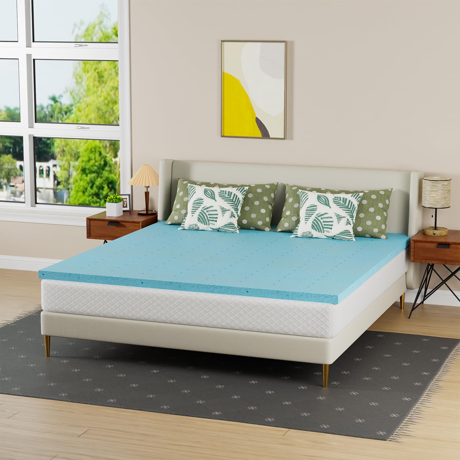 PayLessHere 2 Inch Gel Memory Foam Mattress Topper/Gel Infused Mattress Topper/CertiPUR-US Certified/Easy to Clean, (King)